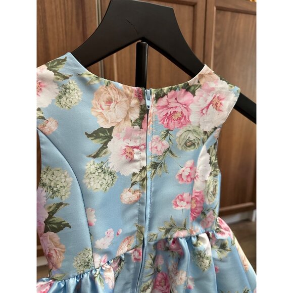 Rare Editions Toddler Blue & Pink Floral Mikado Dress Created for Macy's Size 3T - Picture 4 of 8